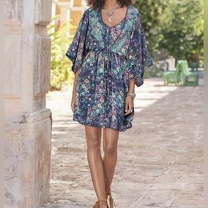 Sundance 100% Silk Embroidered Kimono Dress | Floral | XS | Artisan Boho